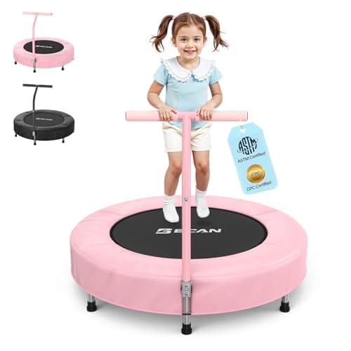 BCAN 36'' Toddler Trampoline, ASTM Certified - Kids Trampoline for Ages 1-6, Foam Handle & Safe Thickened Cover, Mini Trampoline for Kids Indoor, Easy to Assemble - Image 1