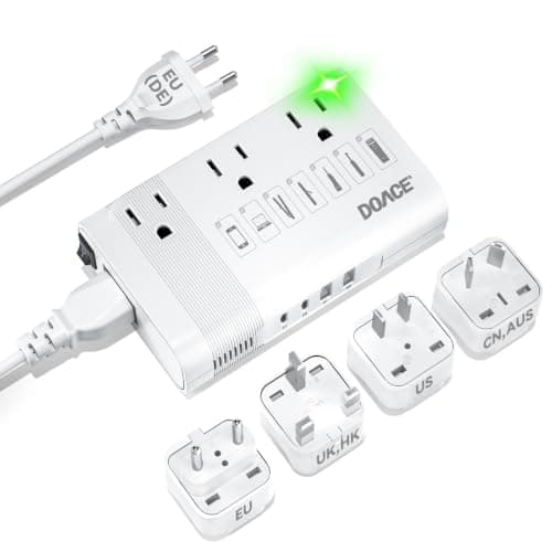 DOACE 220V to 110V Converter for European Travel - 350W 7 in 1 Voltage Converter US to Europe with 3AC, 2QC+2PD for Using U.S. Devices Abroad - Hair Straightener Shaver Toothbrush Laptop Camera Phone - Image 1