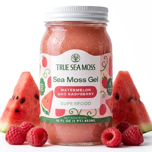 TrueSeaMoss Sea Moss Gel – Wildcrafted Seamoss with Fruits – Jams & Jellies – Watermelon/Raspberry, Pack of 1 (Labels may Vary) - Image 1