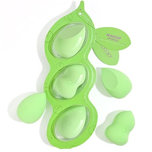 Docolor Makeup Sponge, Foundation Blending Beauty Sponge Dry & Wet Use for Powder Cream or Liquid Application Professional Makeup Tool (3 Pcs, Pea Pod) - Image 1