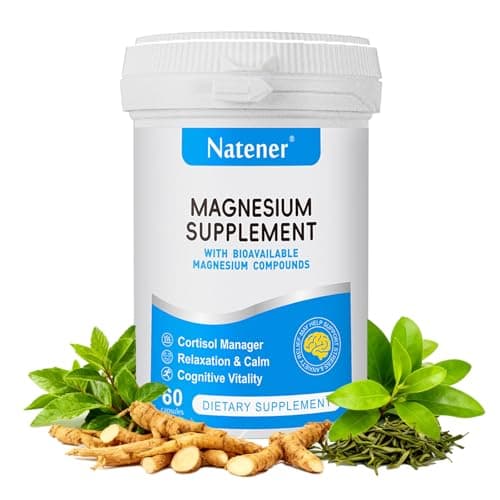 320mg Quad Magnesium & 200mg Alpha GPC & 400mg Ashwagandha + 40mg L-Theanine | Support Memory, Focus, Attention & Relaxation* | Magnesium Glycinate/Threonate/Citrate/Malate - 60 Capsules - Image 1