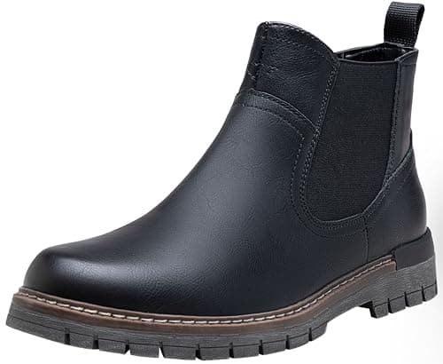 Jousen Chelsea Boots Casual Slip On Ankle Waterproof Mens Boots(AMY8119A blackpu 11.5) - Image 1