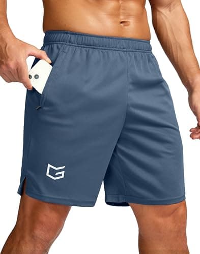 G Gradual Men's 7" Workout Running Shorts Quick Dry Lightweight Gym Shorts with Zip Pockets (Dusty Blue,X-Large) - Image 1