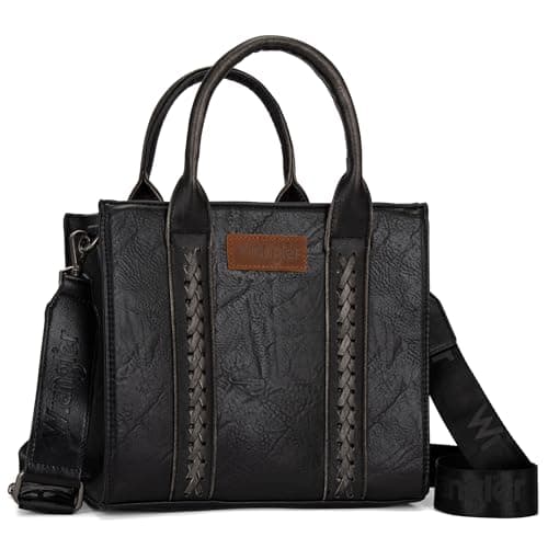 Wrangler Purses for Women Tote Bag Satchel Shoulder Top Handle Handbags Leather Medium Designer Cute Bags for Gift Travel Work Ladies WG70-8120EBK - Image 1