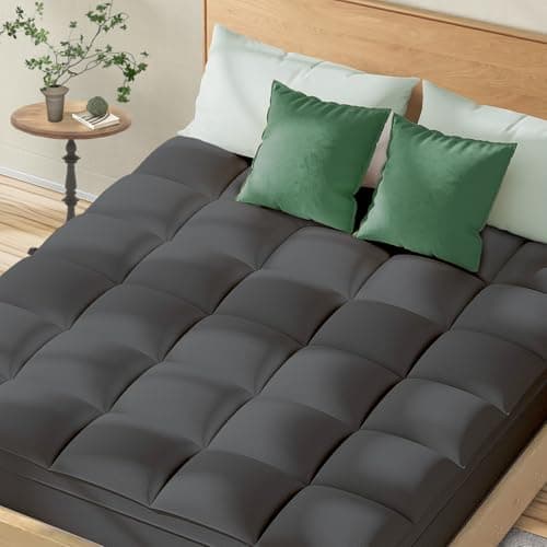 Topllen Queen Mattress Topper for Back Pain Relief, Extra Thick Pillow Top Plush Mattress Pad with Deep Pocket, Soft Pillowtop Queen Size Bed Toppers Filled Fluffy Down Alternative, Gray - Image 1