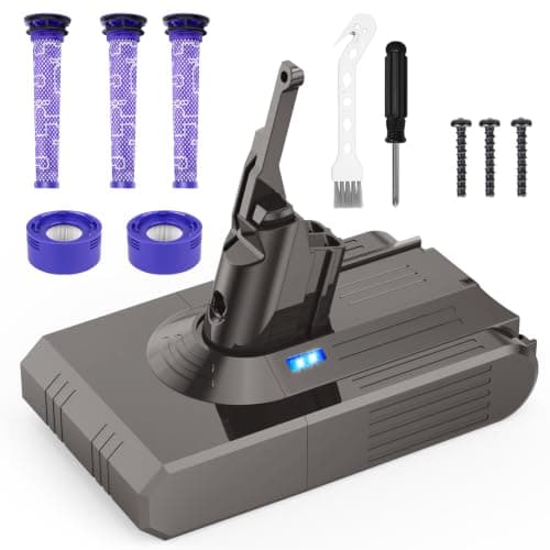 OYLIETORA 9000mAh Battery Replacement for Dyson V-8 Battery 21.6V - Compatible with Animal/Absolute/Motorhead/Fluffy/SV-10 Vacuum Cleaner with 5 Filters + Screwdriver + Cleaning Brush - Image 1