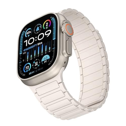 Magnetic Band Compatible with Apple Watch Ultra 3/2/1 Band for Men 38mm 40mm 41mm 42mm, Silicone Sport Waterproof Loop Strap Magnet Link for iWatch Series SE 11 10 9 8 7 6 5 4 3 2 1 - Image 1