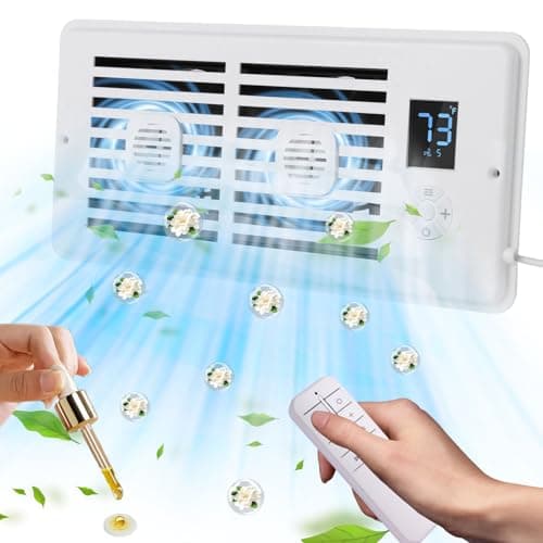 Register Booster Fan Fits 4" x 10" Register Holes, Vent Fan with DIY Scent Diffuser,Quiet 10-Speed Smart Heating Cooling AC with LCD Screen,Remote Control and Thermostat Control for Home,Wall,Floor - Image 1