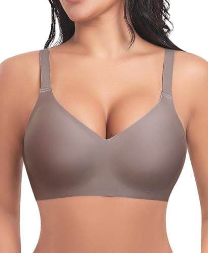 Ganado Bras for Women No Underwire Wireless Comfortable Push Up Bra Padded Full Coverage Everyday Bras Cafe XX-Large - Image 1