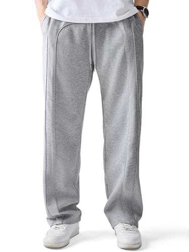 JMIERR Men's Baggy Sweatpants Casual Solid Wide Leg Lounge Travel Workout Gym Pants Streetwear with Pockets, M, Light Grey - Image 1