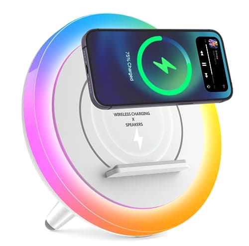 SIDVAR Bluetooth Speaker Night Lightsr,Wireless Charging Modern Speaker,Best Teenage Birthday Gift Ideas Tween Girls Gifts(10W Wireless Charging) - Image 1