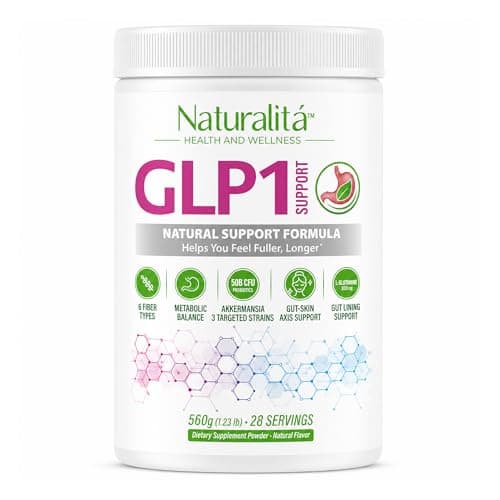 Naturalitá GLP1 Craving Support Blend – Satiety & Digestive Wellness – High Fiber Powder with Psyllium Husk, Probiotics, Berberine & L-Glutamine – 28 Servings