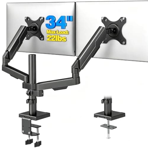 Premium Dual Monitor Desk Mount Stand for 17"-34" Screens, Taller Monitor Stand Hold up to 22lbs, Full Motion Height & Angle Adjustable with Tilt, Swivel, Rotation, VESA 75/100mm - Image 1