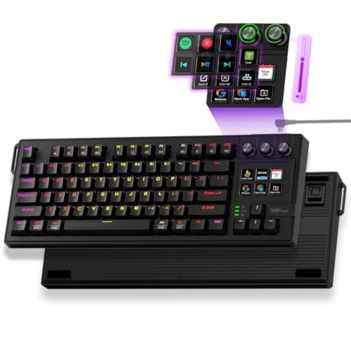VSDINSIDE K1 Pro Macro Keyboard, Wired Only Full-Key Programmable On-Board Keypad, Custom Gaming Streaming Mechanical Keyboards with Screen & Knob, Gasket, RGB Backlit, Hot Swappable Shortcut Pad - Image 1
