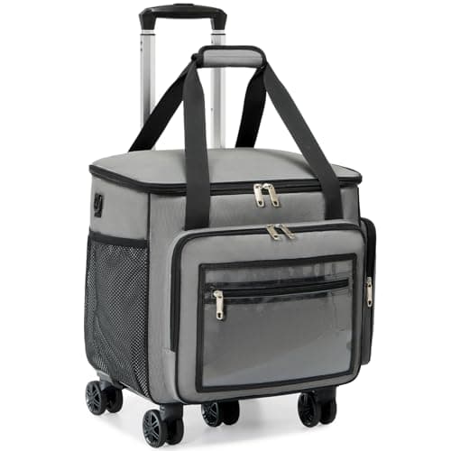 Amythe Rolling Teacher Tote Bag with 15.6" Laptop Compartment, 5 Wheels Laptop Briefcase with Detachable Trolley, Wheeled Bag for Men Women for Work, Office, Craft-Gray - Image 1
