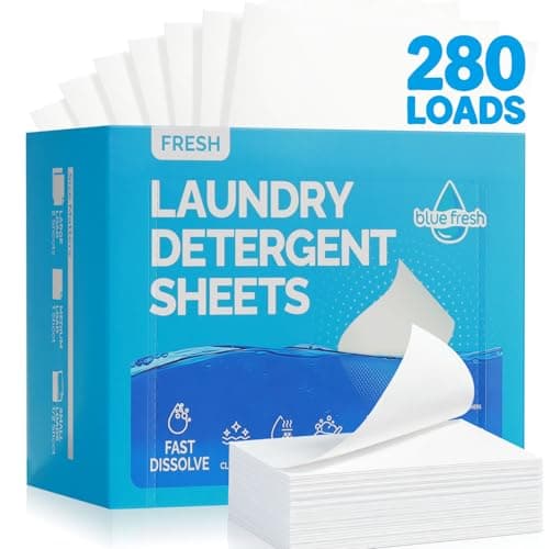 blue fresh Laundry Detergent Sheets Fresh Scent - Dual-Effect Laundry Soap Sheets for Travel, No Residue & Hypoallergenic Washer Sheets for Family, Dorms, Plastic-Free, Eco-Friendly (280Loads) - Image 1