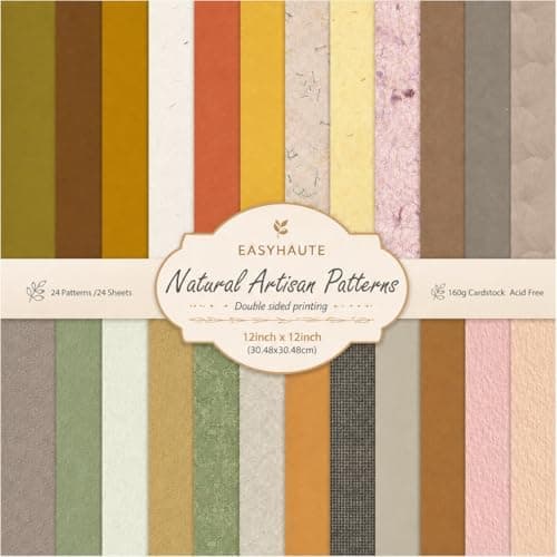 Scrapbook Paper 12x12, 24 Sheets Double-Sided Decorative Patterned, Acid-Free & Lignin-Free Scrap Book Paper for Scrapbooking, Junk Journal, Photo Album, DIY (Artisan)