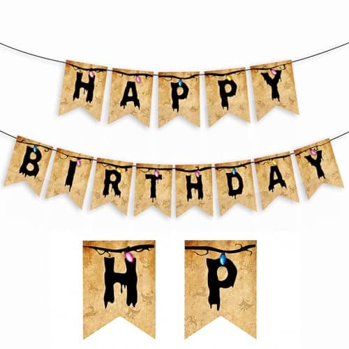 Stranger Retro Horror Birthday Banner Decorations, Creepy Dripping Letter Party Banner, Spooky Halloween Party Decorations, Horror Theme Party Decor - Image 1