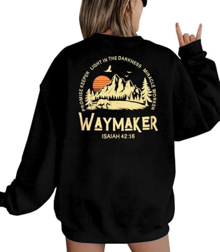 JINTING Christian Sweatshirt for Women Waymaker Miracle Worker Promise Keeper Hoodie Christian Gift Religious Faith Shirt Black - Image 1