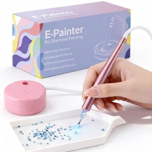 Electric Diamond Painting Pen Vacuum Drill Tool Kit,Diamond Art Pens No Wax Needed with Accessories,E-Painter Vacuum Pen for Diamond Painting Storage Tray,Diamond Art Pen Tools Kit for Adults(Pink) - Image 1