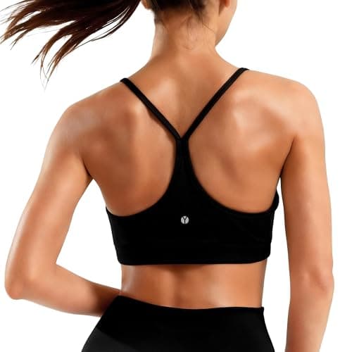 MXYMXY Women’s Sculpting Compression Sports Bra Y-Back Training Bra with Removable Pads for Gym Yoga Top Black - Image 1