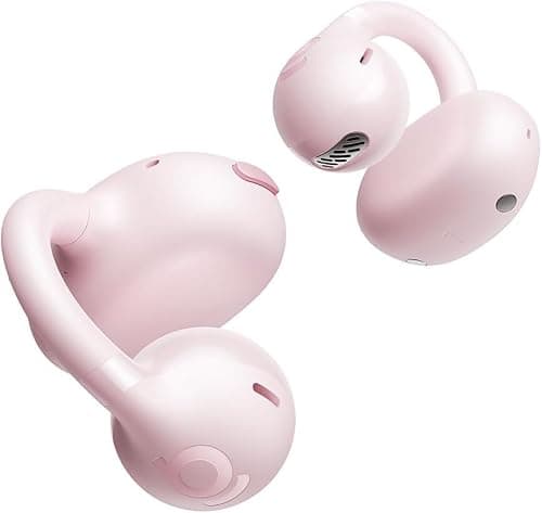 Baseus Bass BC1 Open Ear Earbuds Clip-On Headphones, Open-Ring Comfort with Tri-Curve Snug Clip, Powerful Sound with SuperBass, 4-Mic Clear Calls, IP55 Waterproof, 38H Playtime (Pale Pink) - Image 1
