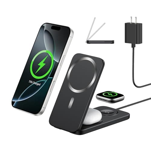 XNYAND Compatible MagSafe 3 in 1 Wireless Charging Station for Apple, Magnetic Foldable Charger Stand for iPhone 17/16/15/14/13/12 Pro Max, Apple Watch Ultra/Series & AirPods Pro Fast Charging Dock - Image 1