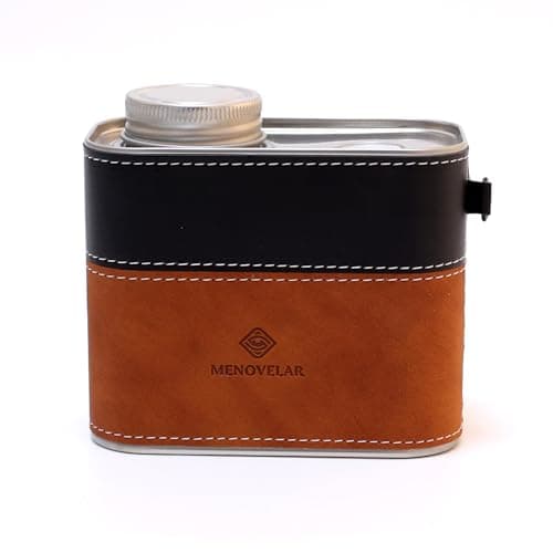menovelar Airtight Coffee Container with One-Way Valve – 6oz Portable Coffee Bean Jar, Anti-Moisture Two-Tone PU Leather Canister, Great Gift for Camping & Travel (brown) - Image 1