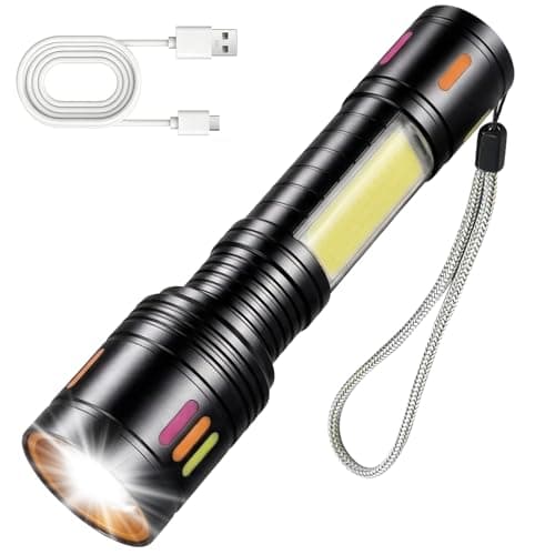 Jercoda Flashlight Rechargeable,Aluminum Handheld Rechargeable Flashlight High Lumens for Home & Outdoor,1000 Lumens Led Flashlight with COB Light & LCD Display,IPX4 Waterproof Tactical Flashlight - Image 1