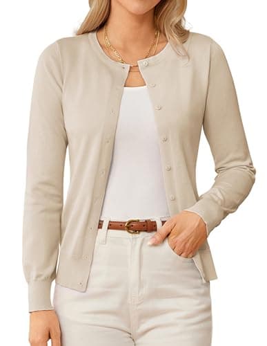 GRACE KARIN Beige Lightweight Cardigans for Women Dressy Cardigan Sweaters for Women Light Weight Button Up Sweaters XL - Image 1