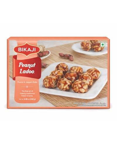 Bikaji Peanut Ladoo (Moongfali Laddoo) | 8.46 oz (240g) | Traditional Indian Sweets Mithai | Jaggery & Roasted Groundnut Energy Snack | Healthy Indian Snack | Festive Sweet - Image 1