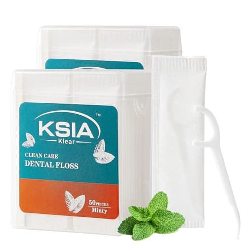 KSIA Klear Mint Dental Floss Picks, 100 Count Tooth Picks Flossers, Dental Floss Cleaner, Dental Flossers for Family, Keep Teeth Clean, Remove Food and Plaque, with 2 Portable Cases - Image 1