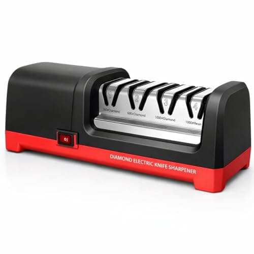 4-Stage Electric Knife Sharpener, Heavy Duty Knife Sharpener with 20° Precision Angle for Straight, Serrated & Ceramic Knives, 100% Diamond Abrasive, Resin Polishing - Image 1