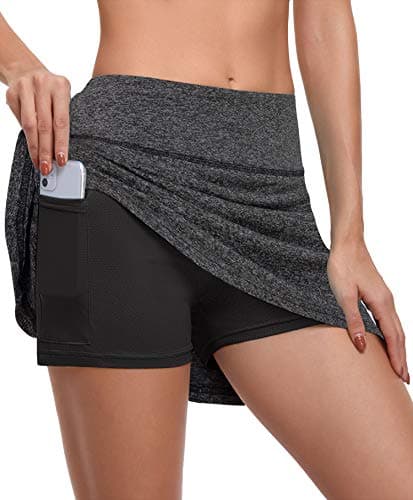 CHICHO Women Golf Skirts Casual Athletic Skort with Zip Pocket High Waist Skirt for Tennis Gym Wide Waistband Quick Dry Golf Wear Gifts Grey Large - Image 1