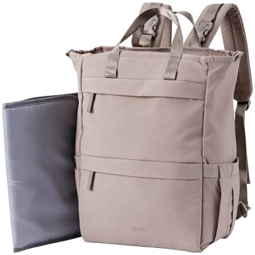 Allovely Diaper Bag with Changing Pad, Featherlight Baby Bag Backpack, Multi-Function Travel Diaper Bag Backpack with Fast-Access Back Zipper (Grayish Brown) - Image 1