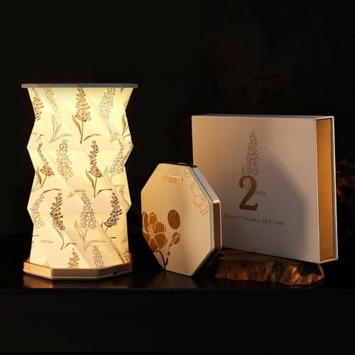 ZBOLE Birthday Flower Folding Rotating Lamp - February Violet, Rechargeable Folding Paper Light, Elegant Gift Box – Ideal Anniversary, Birthday Gift for Women, Mom, Sister, Grandma-White - Image 1