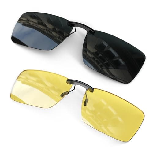 ANYLUV Clip on Polarized Night Vision Sunglasses, Night Vision Driving Sunglasses Non-Flip Up Glasses for Men Women - Image 1