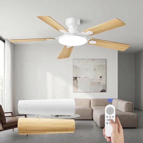 Homelist Ceiling Fans with Lights 52 Inch, Low Profile Flush Mount Fan, Quiet 6 Speeds DC Reversible Motor, 3CCT Dimmable LED, Remote Control for Living Room, Bedroom, Kids Room, Cloud White - Image 1