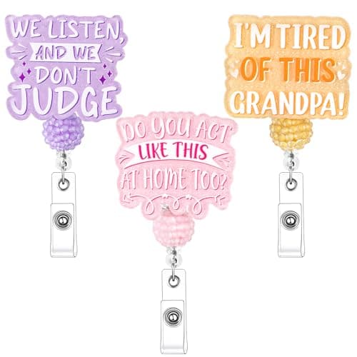 3 Pack Badge Reel Retractable Nurse Gifts Badge Reels with Alligator Clip ID Card Holder for Teacher Office Work Student - Image 1