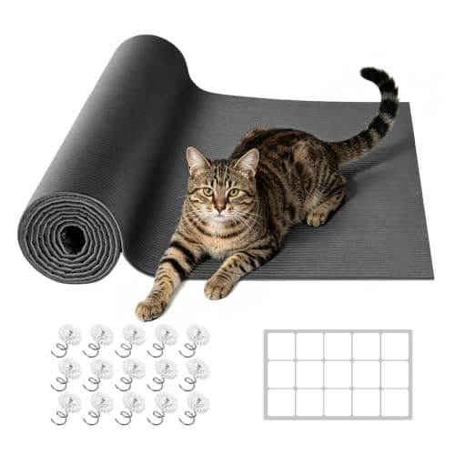 Cat Scratch Furniture Protector, 78.7"x15.8" Cat Scratching Mat, Trimmable Self-Adhesive Cats Claws Scratch Pads, DIY Carpet Mat Replacement for Cats Tree, Cats Wall Shelves, Dark Grey - Image 1