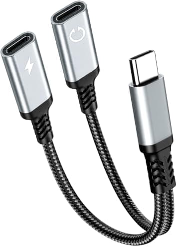 60W USB C Headphone Splitter 1 in 2 Out Type C Audio Charging Adapter Cable