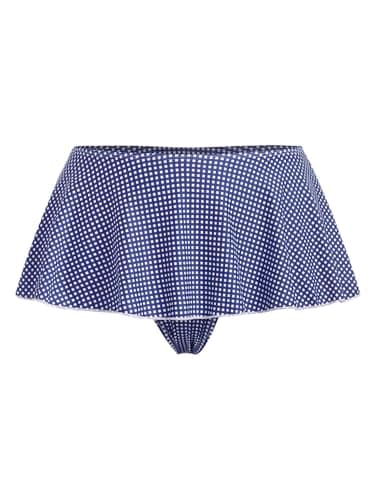 ZAFUL Bikini Bottoms for Women Cheeky Mini Swim Skirt Skirted Ruffle Hipster Tankini Bottom Thong Bathing Suit Blue XL - Image 1