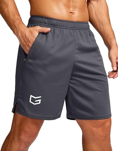 G Gradual Men's 5"/ 7"/ 9" Workout Running Shorts Quick Dry Lightweight Gym Shorts with Zip Pockets (Dark Grey Small) - Image 1