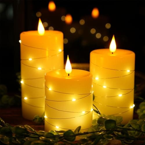 Homwamee 3 Pcs Flameless Candles with Remote Control, Battery Operated Candles LED Pillar Candle with Timer, 4'' 5'' 6'' Candles Set of 3 Pack for Wedding Centerpieces Holiday Table Home Decorations - Image 1