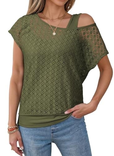 Dokotoo Womens Boho Tops Cute Casual Tops T-Shirt Summer Short Sleeve Beach Vacation Spring 2026 Cruise Outfits Resort Wear Clothes Women Teen Girls Fahion Clothing Trendy Ladies Young Tops Green - Image 1