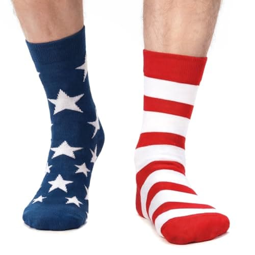 Bibalabili American USA Flag Socks for Women Men, 4th of July 250th Anniversary Patriotic Red White and Blue Stars & Stripes Crew Socks for Adults - Image 1