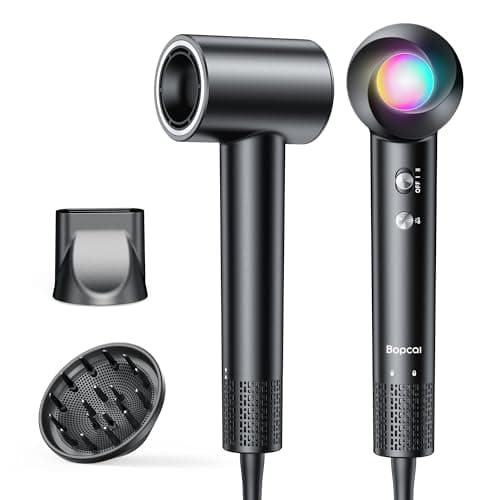 Ionic Hair Dryer with Diffuser - 160000RPM High-Speed Blow Dryer, 500 Millons Ions Frizz Free, Fast Drying for Women, Lightweight, Quiet, Gift Idea, Black - Image 1