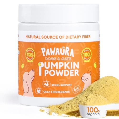 Pawaura Pumpkin Powder for Dogs & Cats with 10% Apple Pectin, Natural Digestive Fiber Supplement, Fast Relief for Loose Stool, Diarrhea & Constipation, Hairball Support, Daily Pet Food Topper, 4oz - Image 1