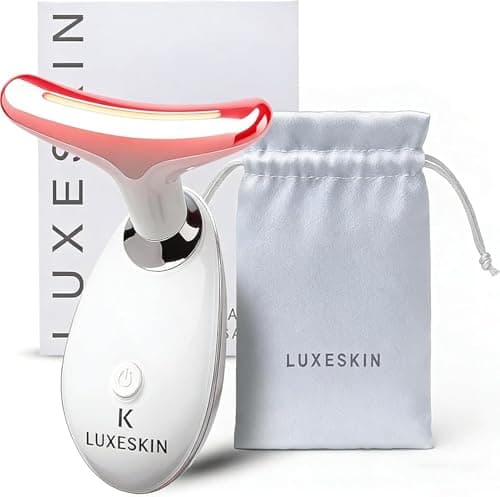 LuxeSkin 7 Color LED Red Light Therapy Facial Massager for Face and Neck, Electric Facial Tool for Skin Care with Vibration, Warm Mode & Travel Bag - Image 1