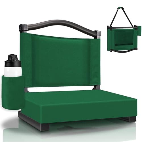 HABUTWAY Stadium Seats with Back Support and Thick Cushion Bleacher Seats with Backs and Cushion Wide, Stadium Chairs Include Shoulder Strap and Pocket, Perfect for Sports Events (Hunter Green) - Image 1